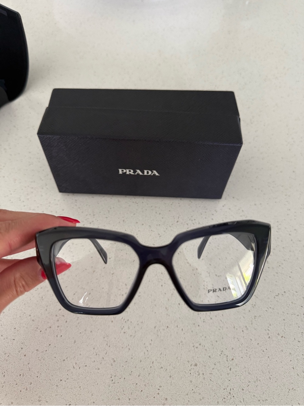 Prada Navy Black Oversized Cat-Eye Glasses